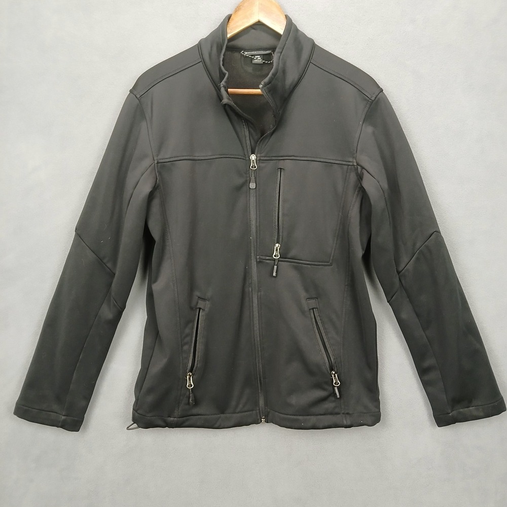 Swiss Tech Athletic Jacket Mens Small‎ Black Fleece Lined Mock Neck Full Zip